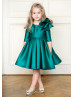 Emerald Green Mikado Flower Girl Dress